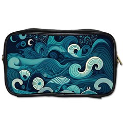 Waves Ocean Sea Abstract Whimsical Abstract Art Toiletries Bag (two Sides) by Pakemis