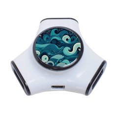 Waves Ocean Sea Abstract Whimsical Abstract Art 3-port Usb Hub by Pakemis