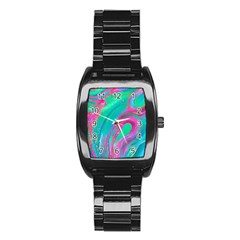 Fluid Art Background Stainless Steel Barrel Watch by GardenOfOphir