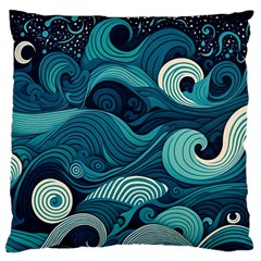 Waves Ocean Sea Abstract Whimsical Abstract Art Large Cushion Case (two Sides) by Pakemis