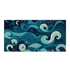 Waves Ocean Sea Abstract Whimsical Abstract Art Satin Wrap 35  X 70  by Pakemis