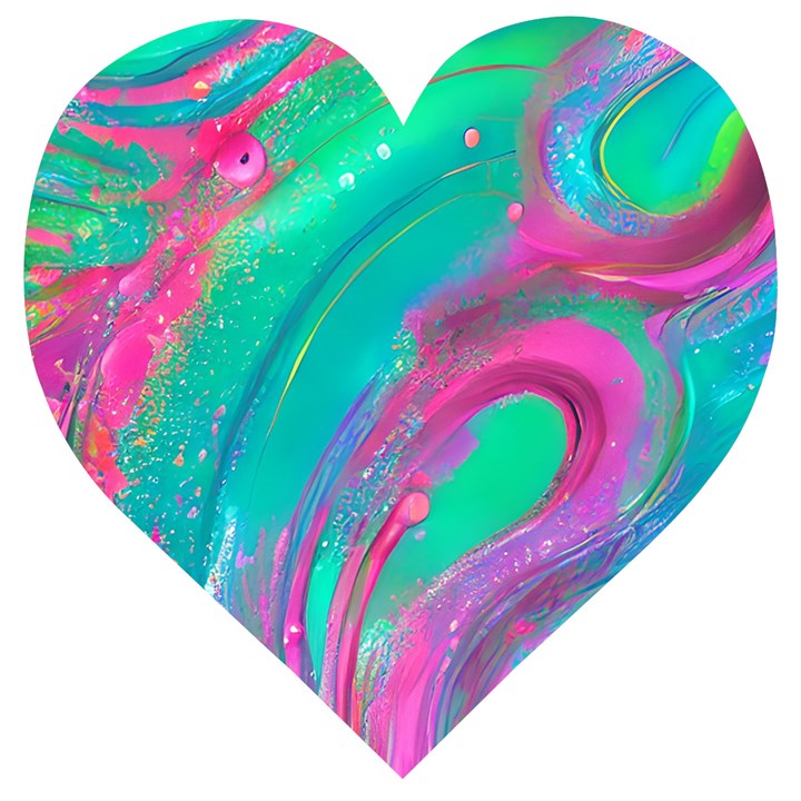 Fluid Art Background Wooden Puzzle Heart