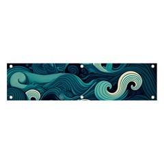 Waves Ocean Sea Abstract Whimsical Abstract Art Banner And Sign 4  X 1  by Pakemis