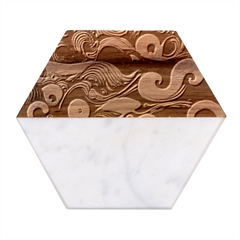 Waves Ocean Sea Abstract Whimsical Abstract Art Marble Wood Coaster (hexagon) 