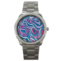 Liquid Art Pattern Sport Metal Watch by GardenOfOphir