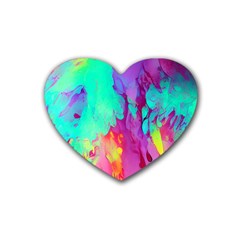 Fluid Background Rubber Coaster (heart) by GardenOfOphir