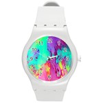 Fluid Background Round Plastic Sport Watch (M) Front