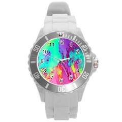 Fluid Background Round Plastic Sport Watch (l) by GardenOfOphir