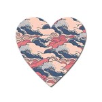 Waves Ocean Sea Water Pattern Rough Seas Heart Magnet Front