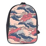 Waves Ocean Sea Water Pattern Rough Seas School Bag (XL) Front