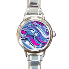 Fluid Art Pattern Round Italian Charm Watch by GardenOfOphir