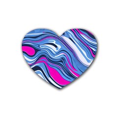 Fluid Art Pattern Rubber Coaster (heart) by GardenOfOphir