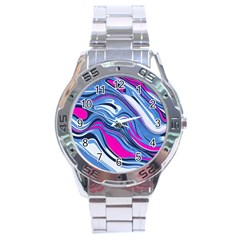 Fluid Art Pattern Stainless Steel Analogue Watch by GardenOfOphir