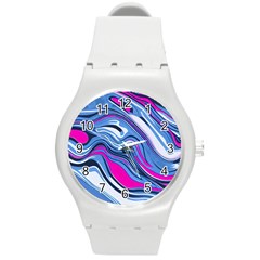 Fluid Art Pattern Round Plastic Sport Watch (m) by GardenOfOphir