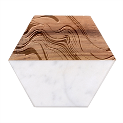 Fluid Art Pattern Marble Wood Coaster (hexagon) 