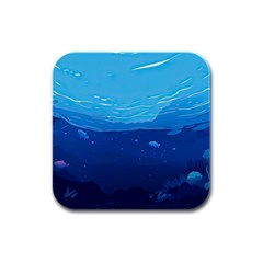 Ai Generated Ocean Sea Fish Underwater Water Rubber Square Coaster (4 Pack) by Pakemis