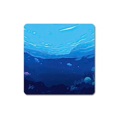 Ai Generated Ocean Sea Fish Underwater Water Square Magnet by Pakemis