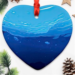 Ai Generated Ocean Sea Fish Underwater Water Heart Ornament (two Sides) by Pakemis