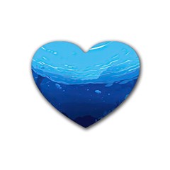 Ai Generated Ocean Sea Fish Underwater Water Rubber Coaster (heart) by Pakemis