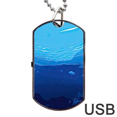 Ai Generated Ocean Sea Fish Underwater Water Dog Tag Usb Flash (one Side) by Pakemis