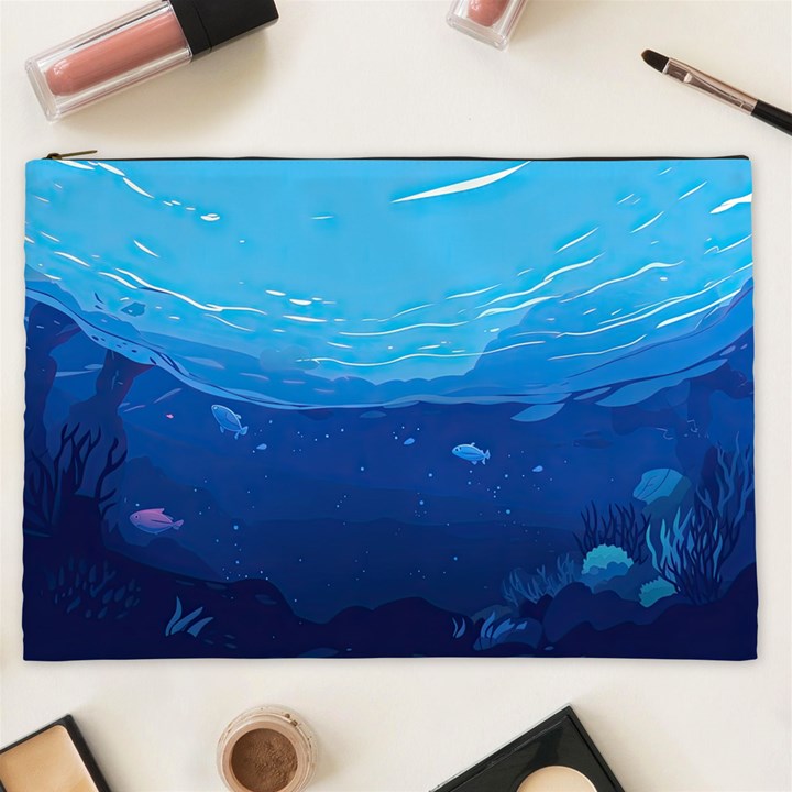 Ai Generated Ocean Sea Fish Underwater Water Cosmetic Bag (XXL)