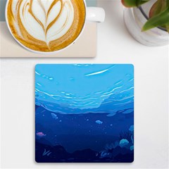 Ai Generated Ocean Sea Fish Underwater Water Uv Print Square Tile Coaster  by Pakemis