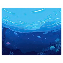 Ai Generated Ocean Sea Fish Underwater Water One Side Premium Plush Fleece Blanket (medium)