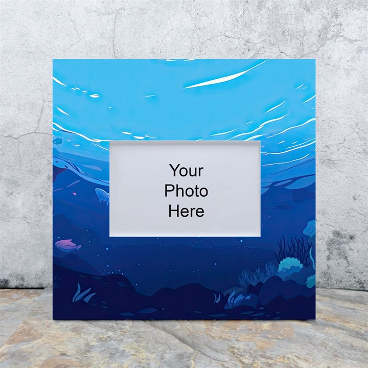 Ai Generated Ocean Sea Fish Underwater Water White Box Photo Frame 4  x 6 