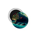 Tropical Island Paradise Ocean Sea Palm Trees 1.75  Magnets Front