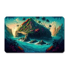 Tropical Island Paradise Ocean Sea Palm Trees Magnet (rectangular) by Pakemis