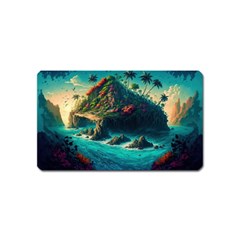 Tropical Island Paradise Ocean Sea Palm Trees Magnet (name Card) by Pakemis