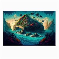 Tropical Island Paradise Ocean Sea Palm Trees Postcard 4 x 6  (pkg Of 10) by Pakemis