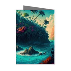 Tropical Island Paradise Ocean Sea Palm Trees Mini Greeting Cards (pkg Of 8) by Pakemis