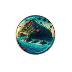 Tropical Island Paradise Ocean Sea Palm Trees Hat Clip Ball Marker (10 Pack) by Pakemis