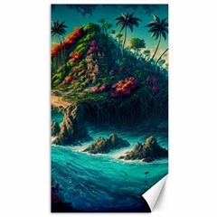 Tropical Island Paradise Ocean Sea Palm Trees Canvas 40  X 72  by Pakemis