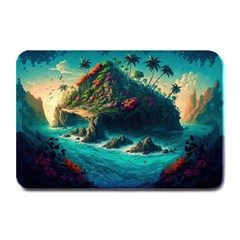 Tropical Island Paradise Ocean Sea Palm Trees Plate Mats by Pakemis