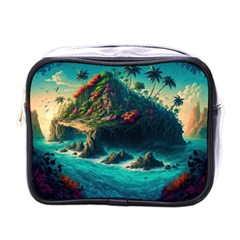 Tropical Island Paradise Ocean Sea Palm Trees Mini Toiletries Bag (one Side) by Pakemis