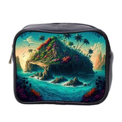 Tropical Island Paradise Ocean Sea Palm Trees Mini Toiletries Bag (two Sides) by Pakemis