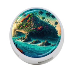 Tropical Island Paradise Ocean Sea Palm Trees 4-port Usb Hub (two Sides) by Pakemis