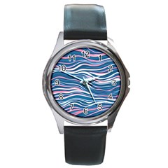 Modern Fluid Art Round Metal Watch by GardenOfOphir