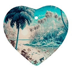 Tropical Winter Tropical Winter Landscape Ornament (heart) by Pakemis