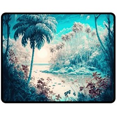 Tropical Winter Tropical Winter Landscape One Side Fleece Blanket (medium) by Pakemis