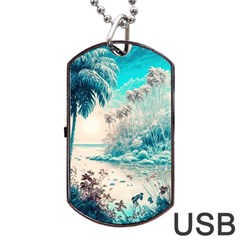 Tropical Winter Tropical Winter Landscape Dog Tag Usb Flash (one Side) by Pakemis