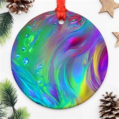 Fluid Art - Artistic And Colorful Ornament (round) by GardenOfOphir