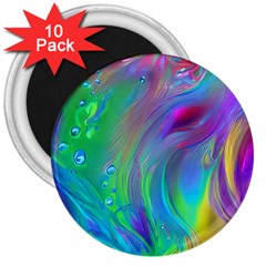 Fluid Art - Artistic And Colorful 3  Magnets (10 Pack)  by GardenOfOphir