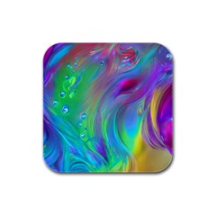 Fluid Art - Artistic And Colorful Rubber Square Coaster (4 Pack) by GardenOfOphir