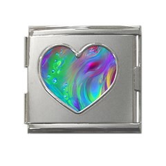 Fluid Art - Artistic And Colorful Mega Link Heart Italian Charm (18mm) by GardenOfOphir