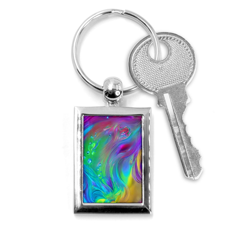 Fluid Art - Artistic And Colorful Key Chain (Rectangle)