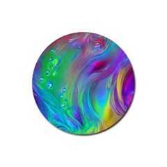 Fluid Art - Artistic And Colorful Rubber Round Coaster (4 Pack) by GardenOfOphir