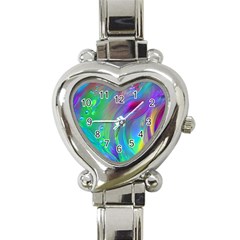 Fluid Art - Artistic And Colorful Heart Italian Charm Watch by GardenOfOphir